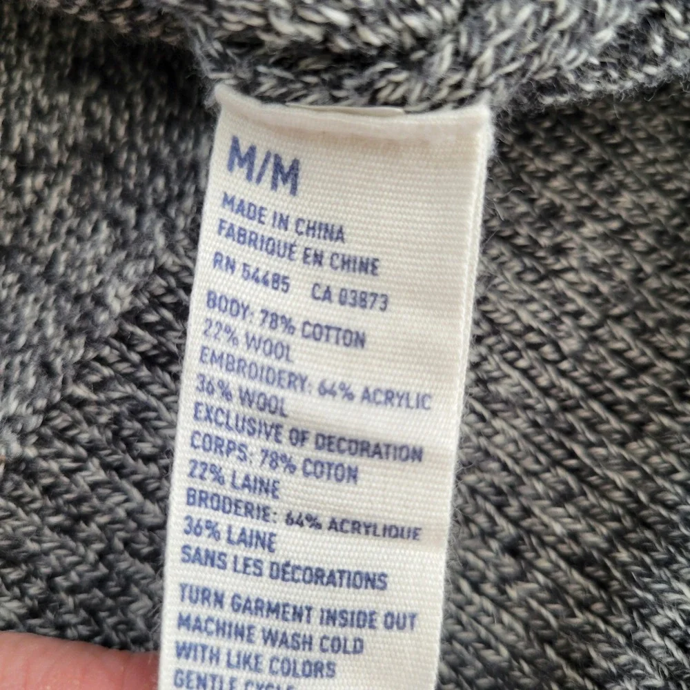 American Eagle Men Gray Cotton Wool Blend Varsity Cardigan Sweater Size M